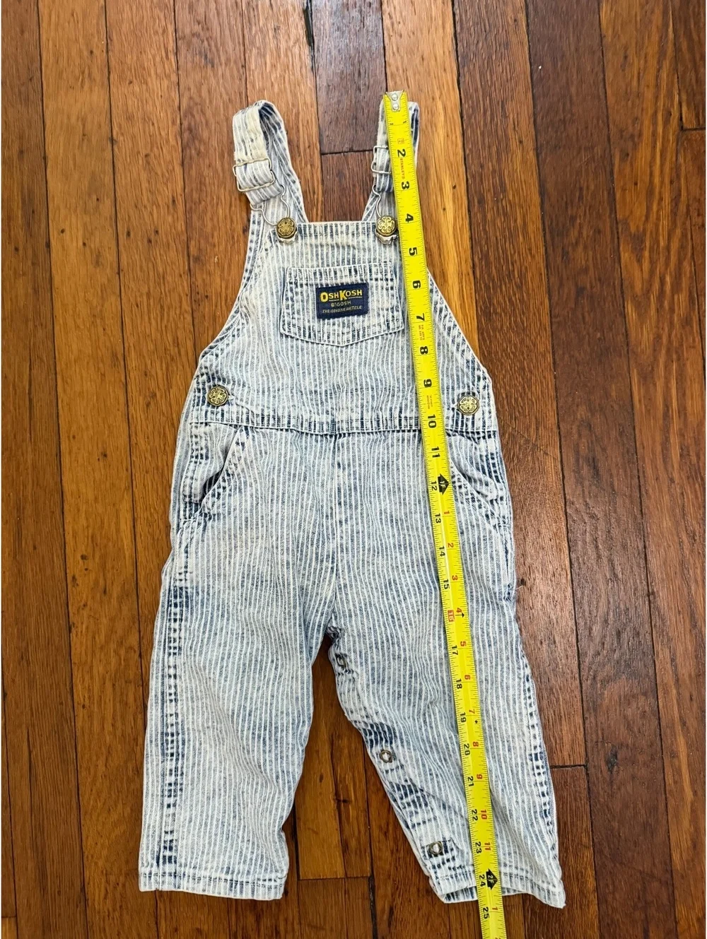 Vintage Oshkosh B'Gosh Vestbak Overalls, Railroad Stripe, 18M